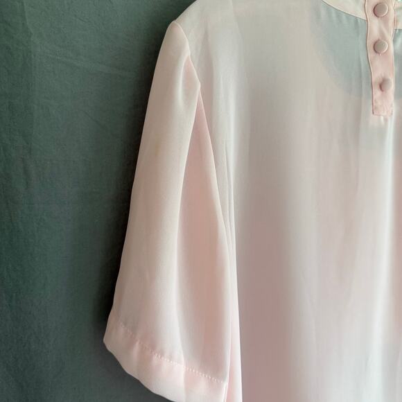 Vintage 80s Pink Sheer‎ Blouse Laura & Jayne Petite Pleated Front Size 12 - Picture 10 of 13